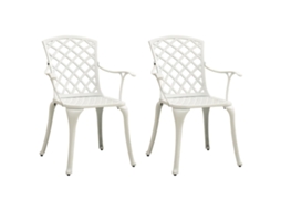 Vidaxl Cadeiras De Jardim 2 Pcs Alumínio Fundido Branco