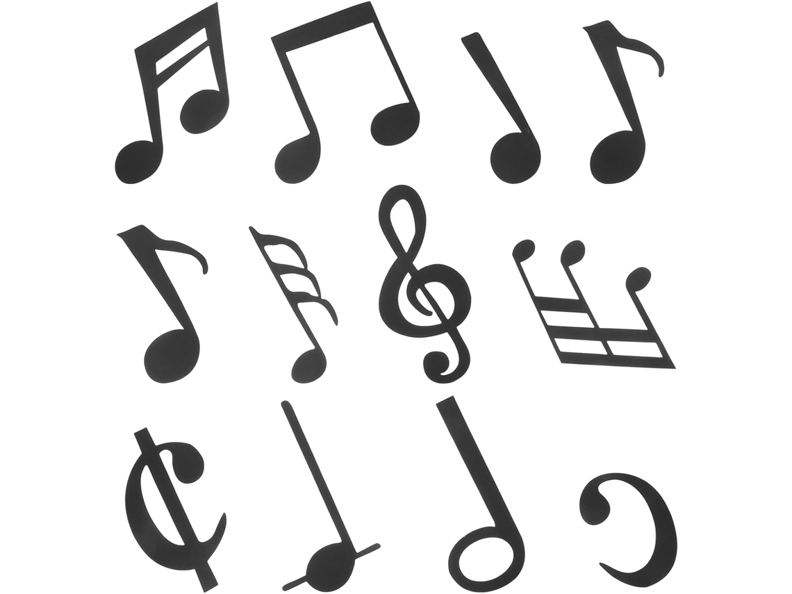 Adesivos Parede Papel Notas Musicais Pretas 12 Peças Reposicionáveis Decoração Criativa Ambiente Artístico GOKOCO