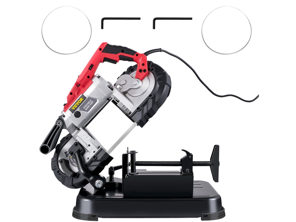 Serra de Fita Portátil de Corte Profundo de 220 V de Velocidade Variável Motor de 10 Amp com Base de Liga VEVOR