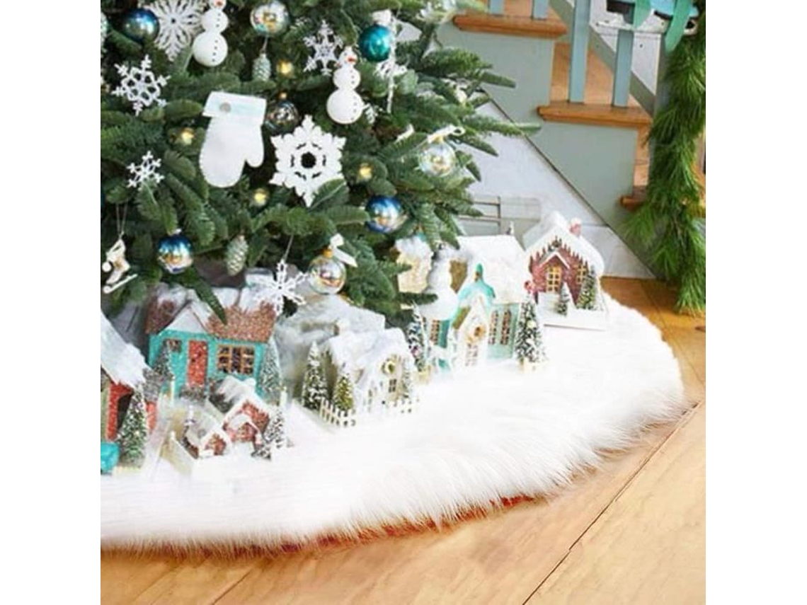 Saia de pelúcia branca para árvore de Natal de neve - luxuosa e reutilizável - 78cm S/MARCA