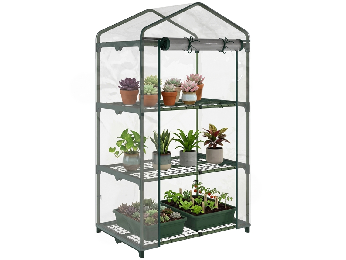 Estufa Com Prateleiras, De Lona Resistente Ao Inverno Para Varanda, 69 X 49 X 125 Cm, Transparente