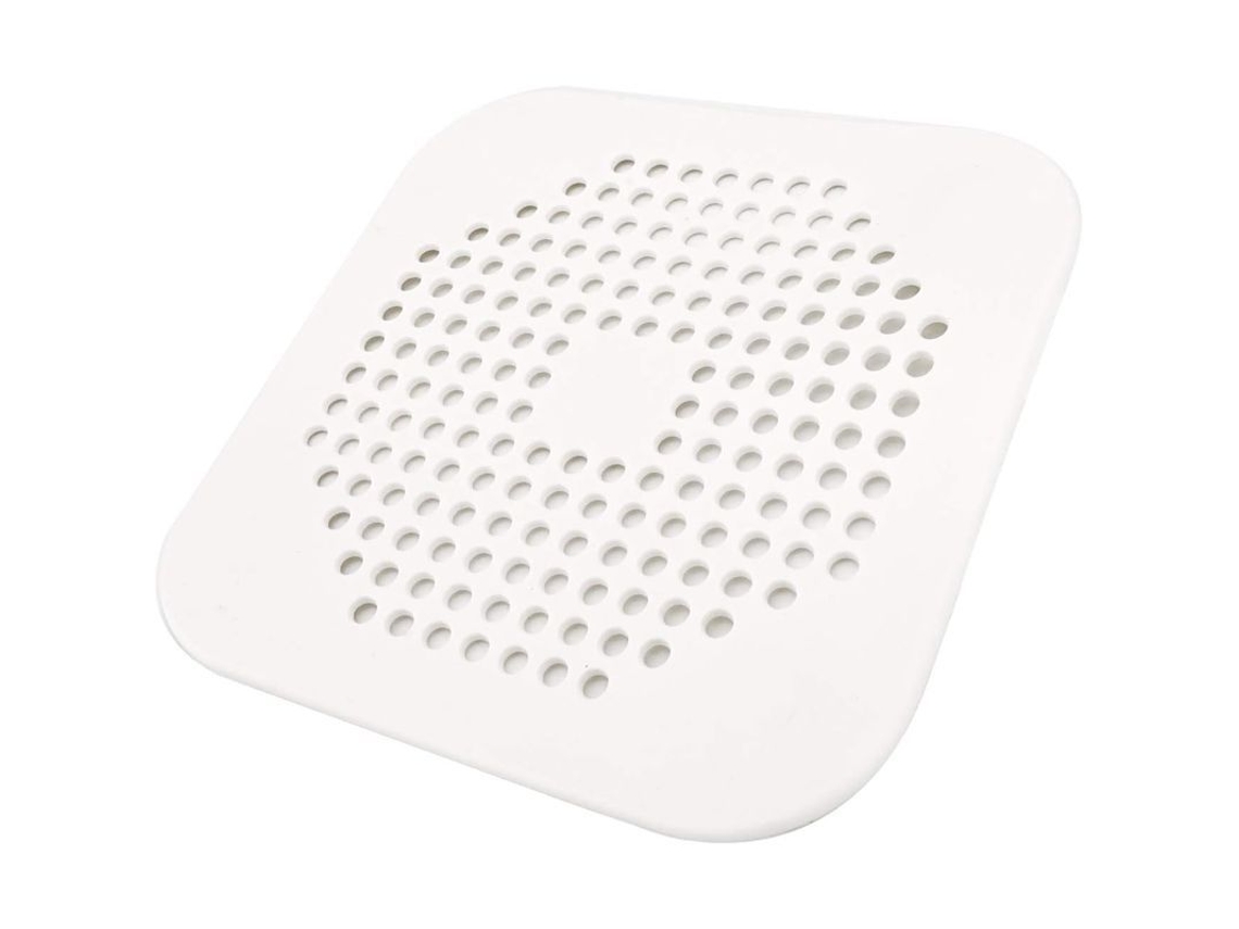2026 tapa de Desagüe Cuadrada de Silicona de 14,5 Cm Con Ventosas para Ducha, Cocina Y Cazapelos, Color Blanco