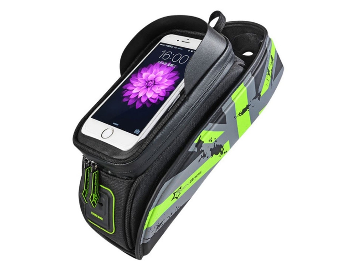 Bolsa Frontal Impermeável para Bicicleta Rockbros para Smartphone de 5,8 Polegadas Verde BRILVIBERA