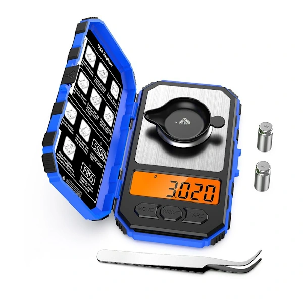 Balança Digital Eletrônica 0,001 G 50 G, Azul 0,001 G 50 G AQUAFORGE