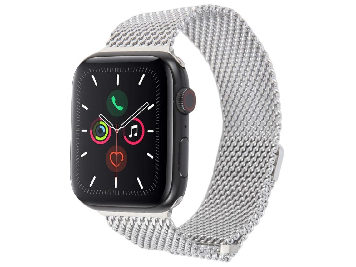 Bracelete para Apple Watch 42/41/40/38mm Titânio Milanês Magnético de Seção Dupla Prateada XIAOMOYU
