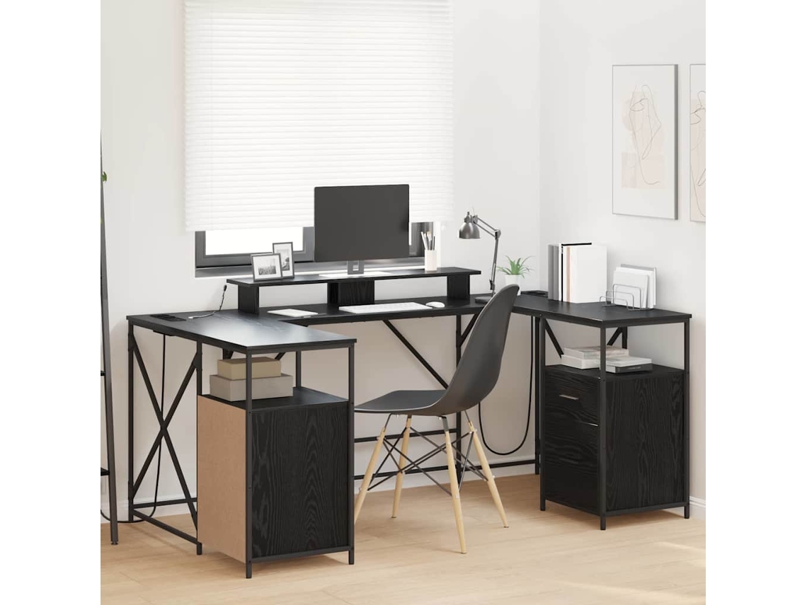 Vidaxl Mesa Carvalho Preto Derivados De Madeira 182 X 101 X 87,5 Cm