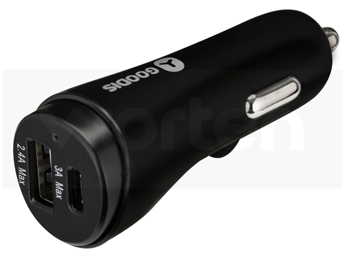 Kit Carregador Auto + Cabo USB-C GOODIS 2 USB 5V-3.4A Type C
