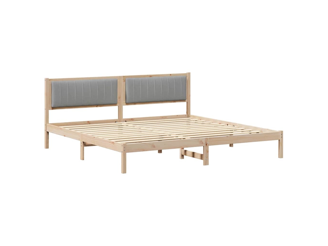 Estrutura da Cama com Cabeceira Cinzento Claro 200x200 cm MAISON EXCLUSIVE