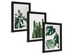 Quadros Decorativos Para Paredeplantas Tropicais Com Estética Moldura Preta Quadros Para O Escritório Espelharte (3 Peças 20x30 Cm)