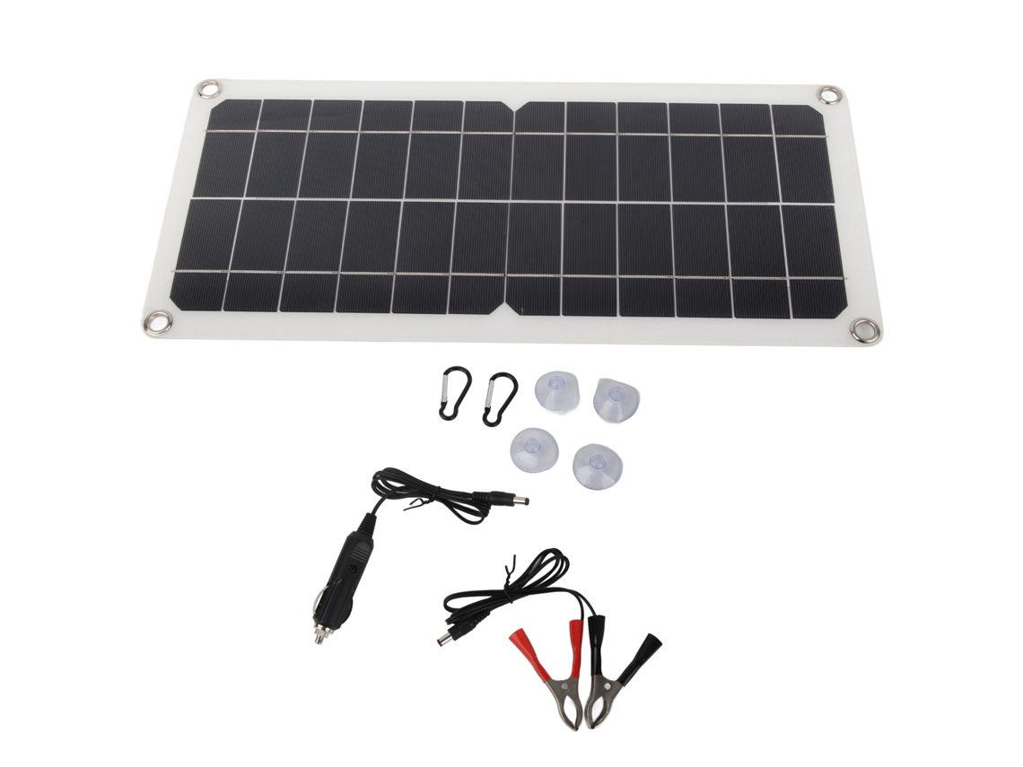 Painel solar 10W com carregador USB impermeável, leve, com ventosas e isqueiro de carro | S/MARCA