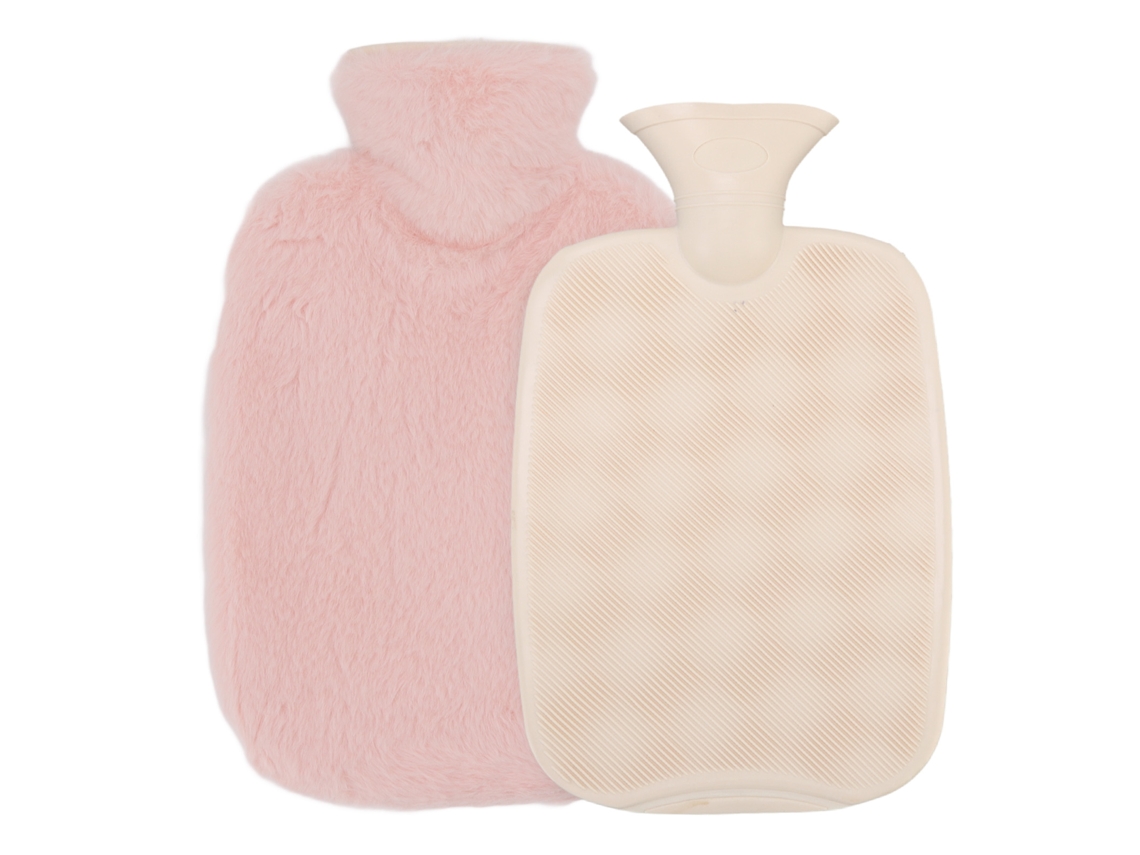 Botella De Água Quente De 2l Com Capa De Pelúcia Removível Segura Para Dormitório, Escritório E Viagem - Rosa