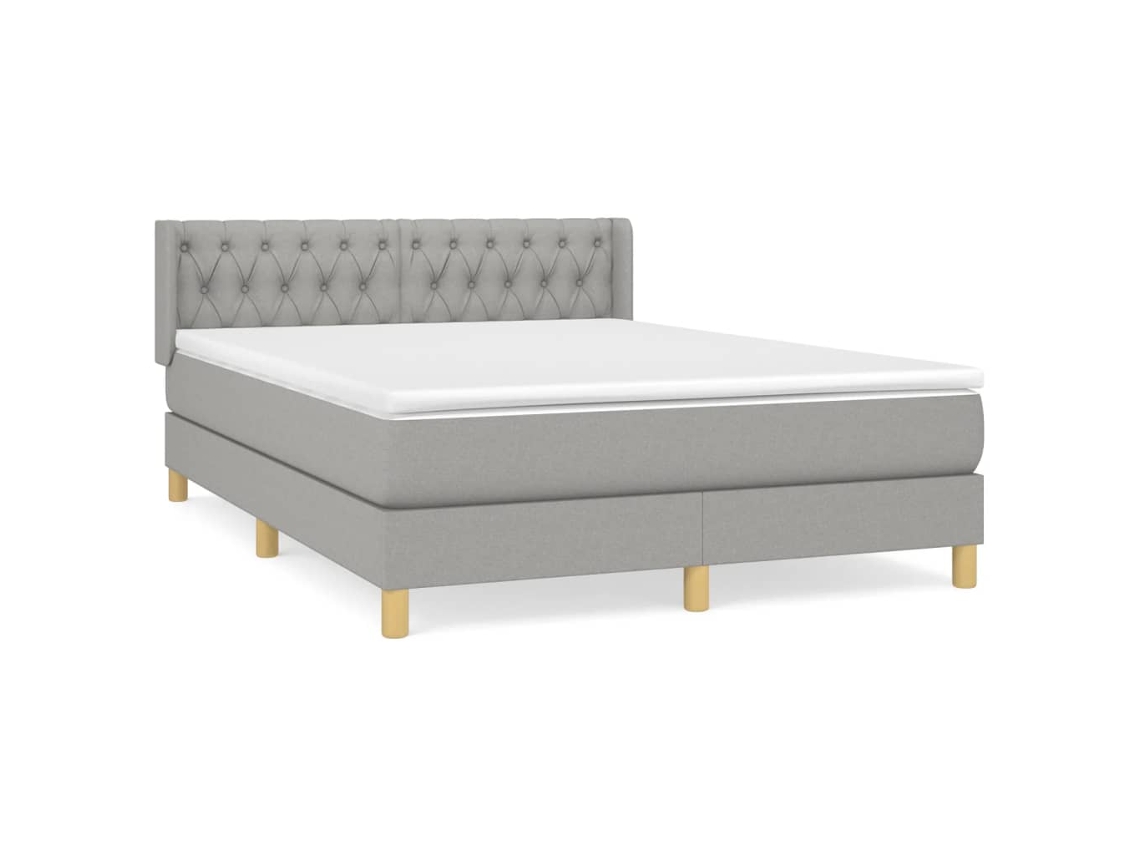 Cama com Molas e Colchão Tecido Cinzento Claro MAISON EXCLUSIVE (140x190 cm)