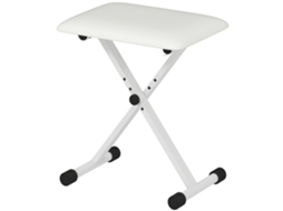 Banco De Piano Dobrável Com Altura Ajustável E Assento Estofado Em Pu, 39x29x37-47cm, Branco
