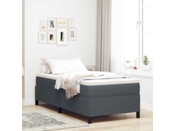 Vidaxl Cama Box Cinzento-escuro 90 X 200 Cm Tecido De Veludo Cotele