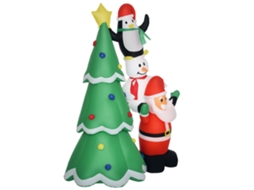 Árvore Natalícia Inflável Gigante Impermeável 243cm Com Luzes Led E Figura Do Papai Noel, Decoração Externa