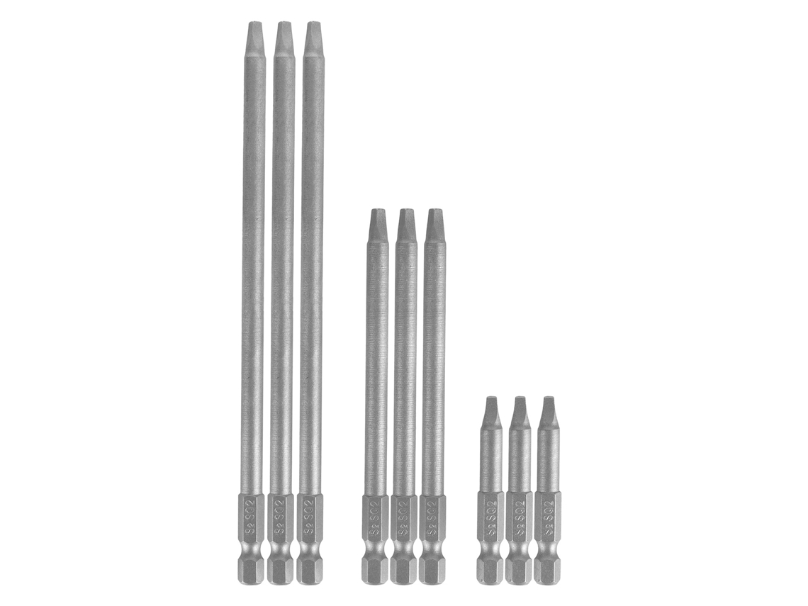 Conjunto 9 Brocas Furo Quadrado 50/100/150mm Aço S2 Magnéticas Elétricas para Parafusadeira Recarregável