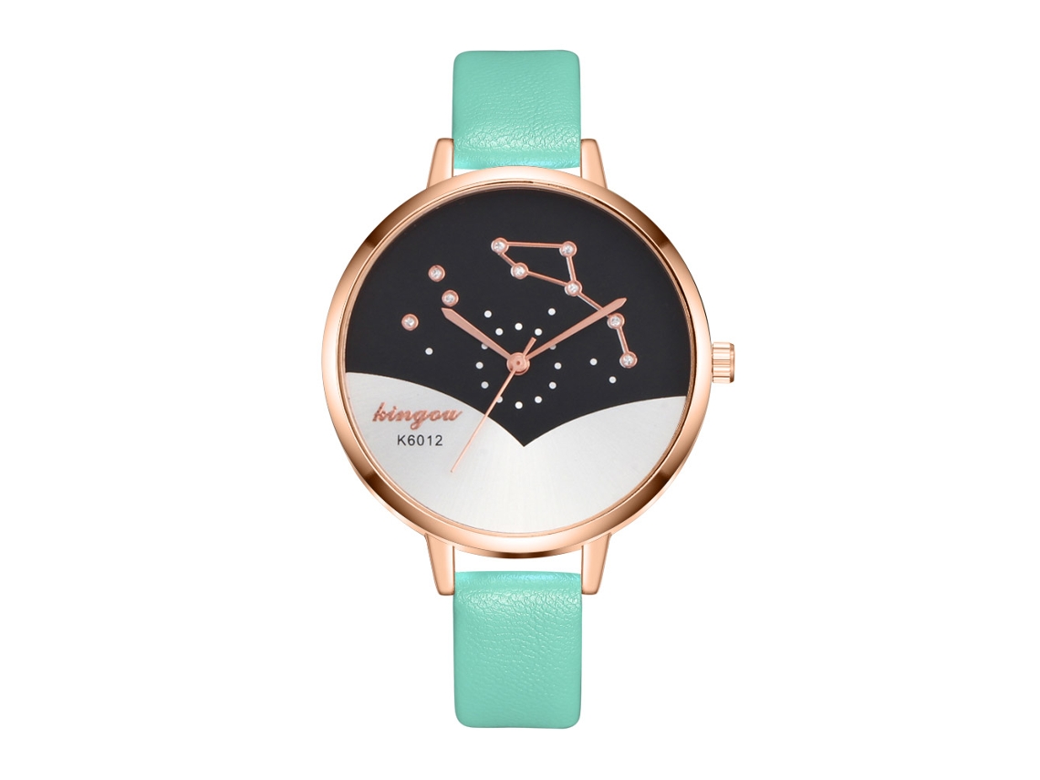 Relógio de Pulso Feminino de Quartzo Analógico com Pulseira Pu Casual Simples Estudante (menta)