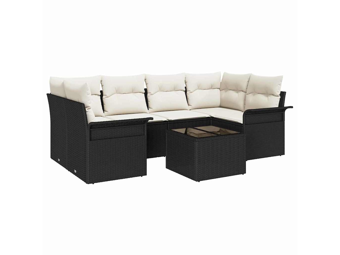 Conjunto 7 Móveis De Jardim Vidaxl Preto Vime Pe (55 X 55 X 37 Cm)