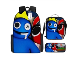 Conjunto Escolar 3 Peças, Arco-íris, Estampa De Desenho Animado Com Mochila E Estojo
