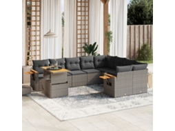 Jogo de Sofá Jardim 10 Peças C/ Almofadões Vime Pe Cinza Dkd Home Decor
