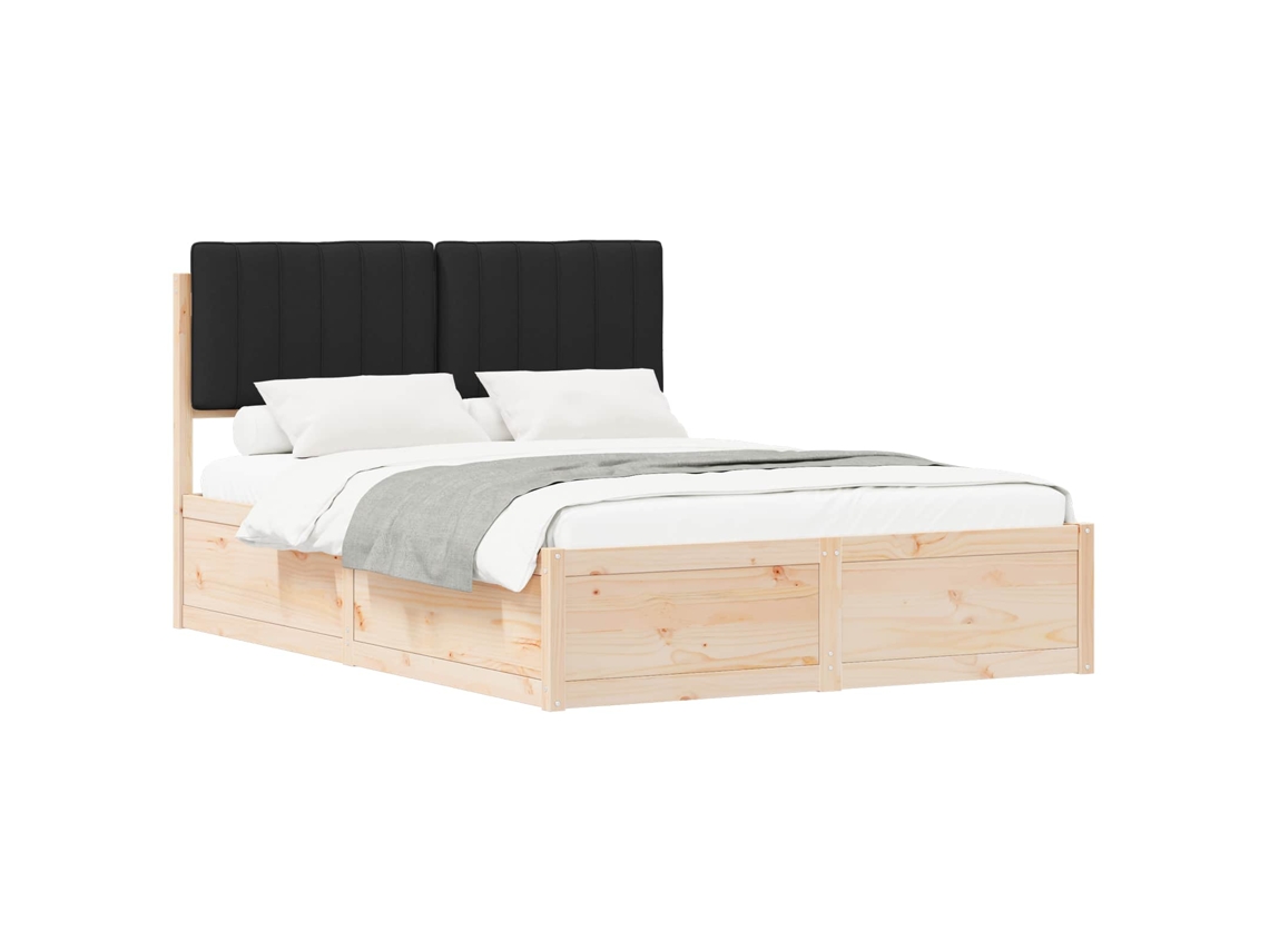 Estrutura de Cama com Cabeceira Estofada Preto MAISON EXCLUSIVE 140x190 cm