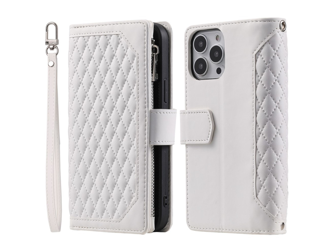 Capa Pega Inch Para Iphone 13 Pro Max Pele Sintética Branco
