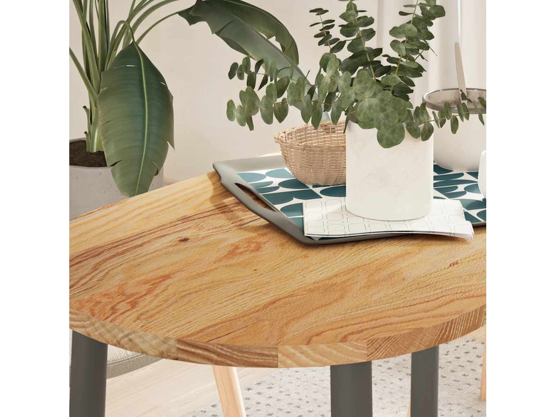 Vidaxl Tampo De Mesa 100x50x2 Cm Carvalho Maciça Oval Castanho-claro