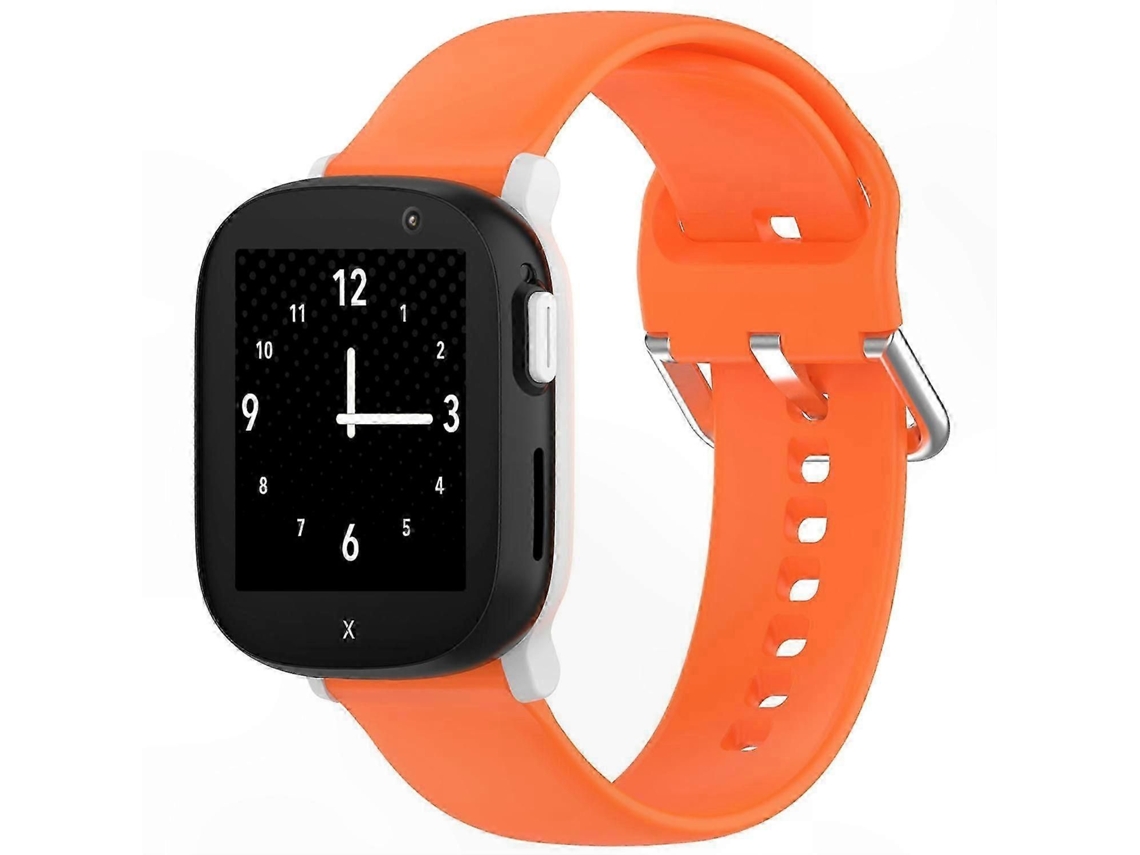 Pulseira De Silicone Para Smartwatch Infantil Com Fivela Prateada E Design De Cor Sólida.