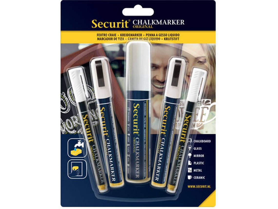 Marcador de Giz SECURIT Branco 2+2+1