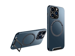 Suporte Casa Quedas Magsafe Para Iphone 14 Pro Max Pele Sintética Azul