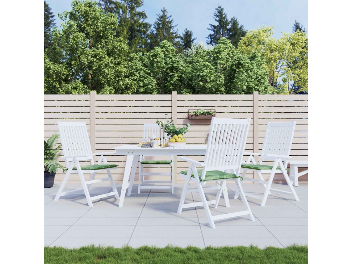 Vidaxl Almofadas De Cadeira 4 Unid. Tecido Oxford Verde E Branco
