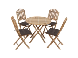 Vidaxl 5 Pcs Conj. De Jantar Dobrável C/ Almofadões P/ Exterior Bambu
