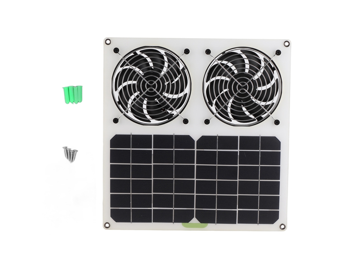 Ventilador Painel Solar 12 Polegadas Impermeável Duplo 100w