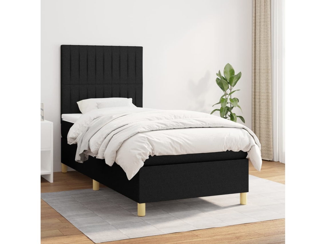 Vidaxl Cama Com Molas/colchão 80x200 Cm Tecido Preto