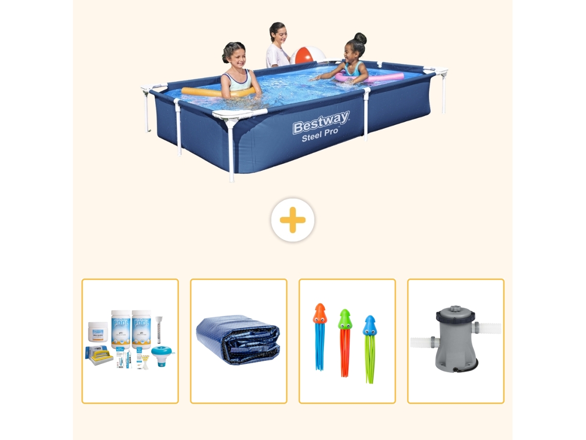 Bestway Piscina Bestway Steel Pro Retangular - 221x150x43 Cm - 5-peças S108