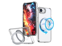 Capa Para Iphone 16e Compatível Com Magsafe Tpu Acrílico Kickstand - Transparente