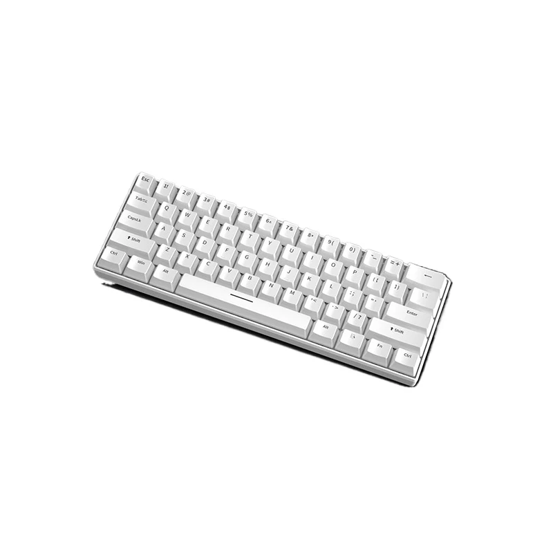 Teclado Mecânico Para Jogos (branco E Vermelho), Mini Usb, Com Fio E 61 Teclas.