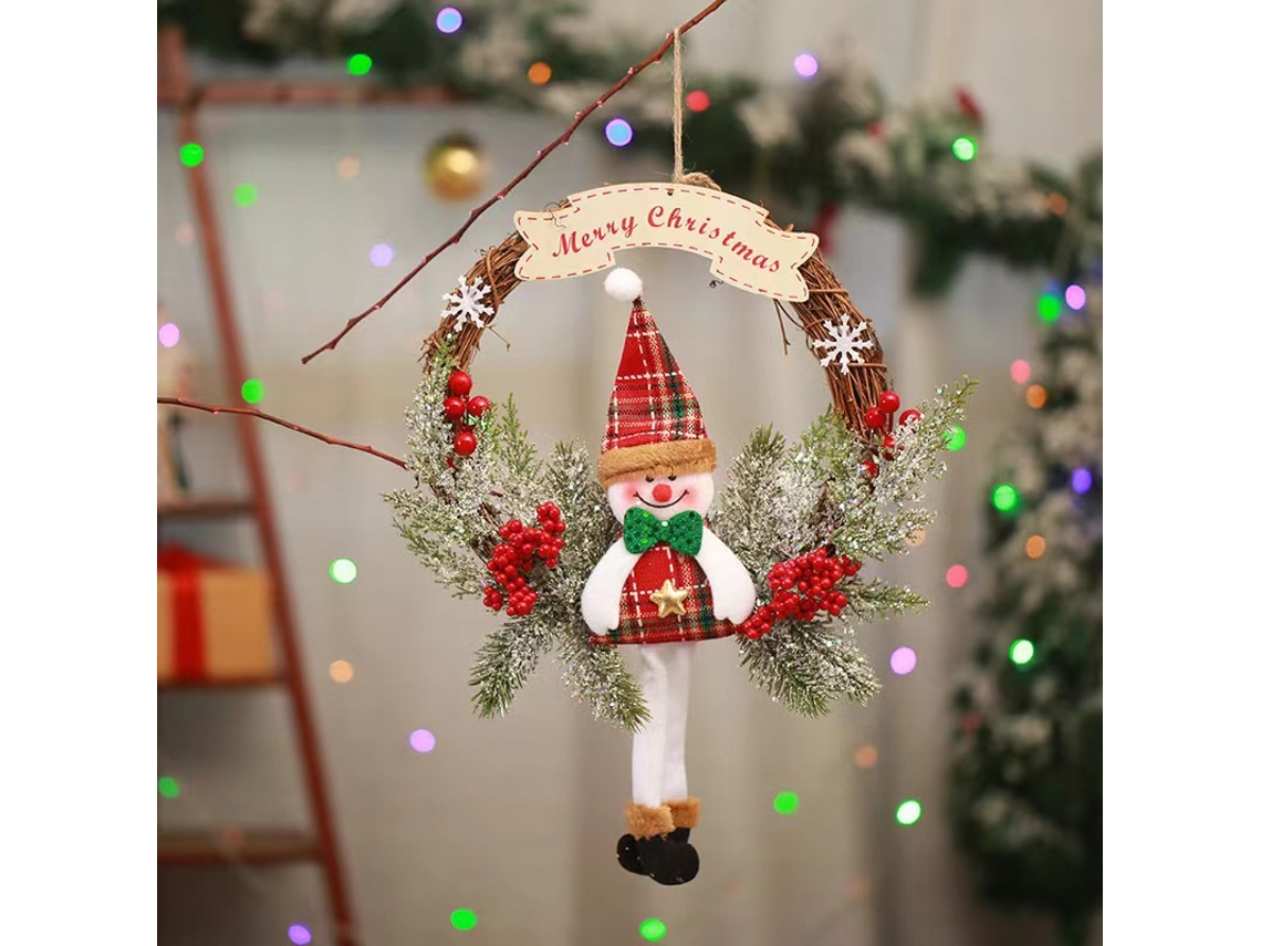 NANA Decoração de Natal Porta Pendurada Decoração de Janela/Grande Guirlanda de Ramo Morto Boneco de Neve