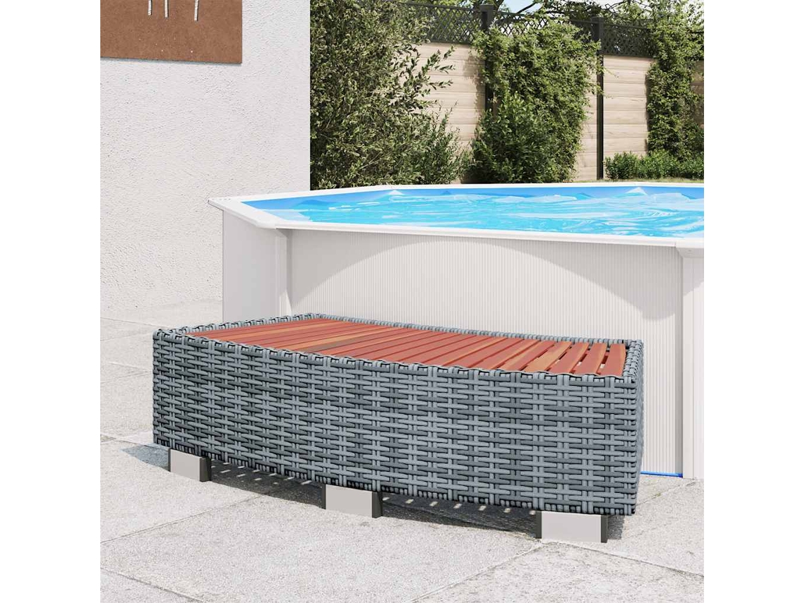 Vidaxl Degrau Para Spa Em Vime 92x45x25 Cm Cinzento
