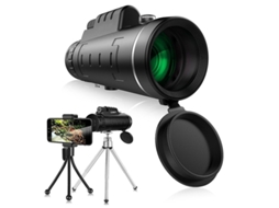 Lente Monocular Hd Telescópio 40x60 Zoom Óptico Tripé Clipe Para Telefone Universal Bestvite (preto)