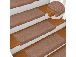 Vidaxl Tapetes de Escada 15 Peças 65x21x4 Cm Marrom com Borda Retangular