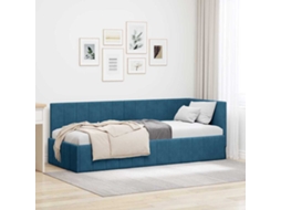 Vidaxl Estrutura De Cama De Canto Azul 80 Cm X 200 Cm Veludo