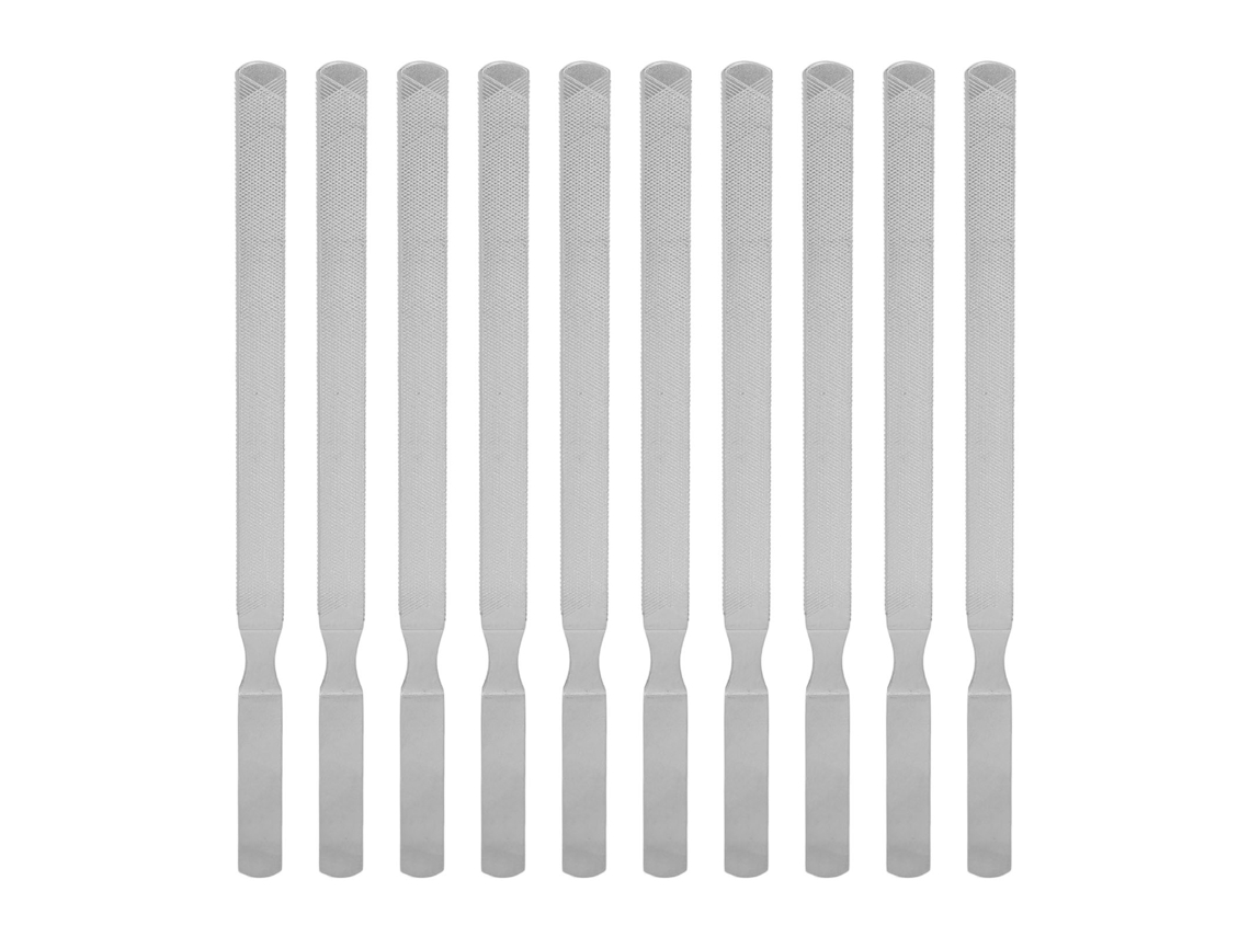 10pcs Lixa De Unha De Aço Inoxidável Com 4 Lados Para Polimento Fino Ferramenta De Manicure 18cm