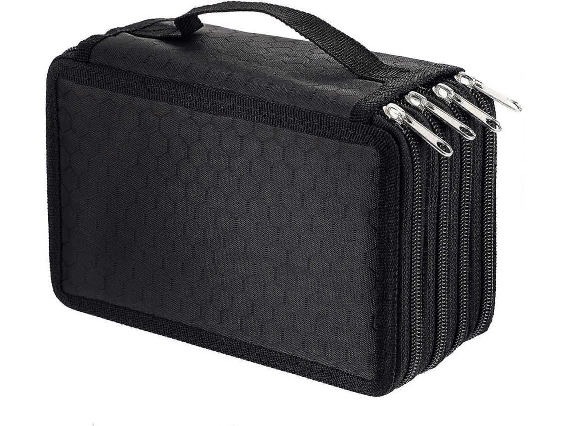 Estojo para Lápis, Grande Capacidade, 2 Compartimentos, Portátil, Organizador, Preto AQUAFORGE