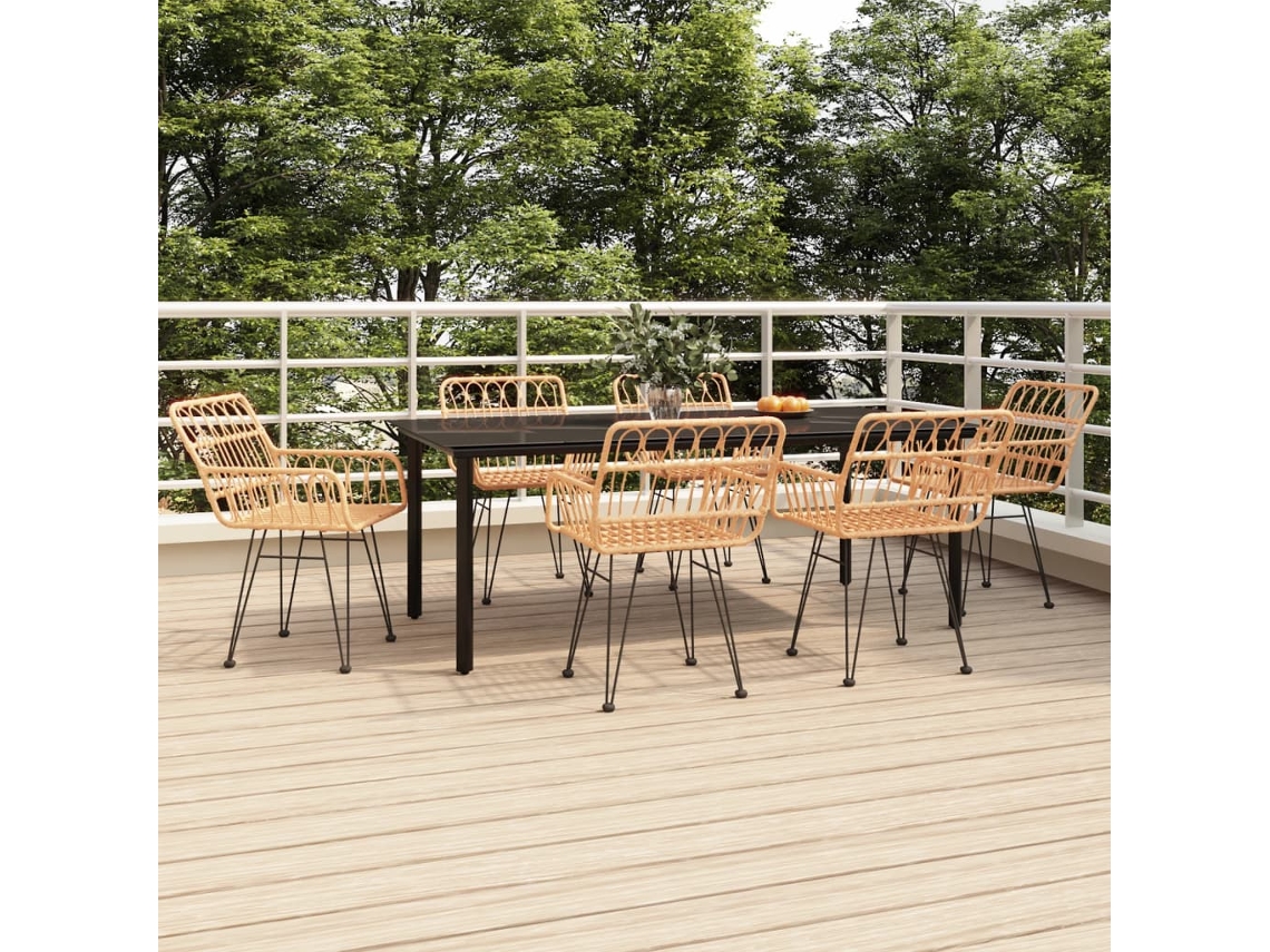 Vidaxl 7 Pcs Conjunto De Jantar Para Jardim Vime Pe