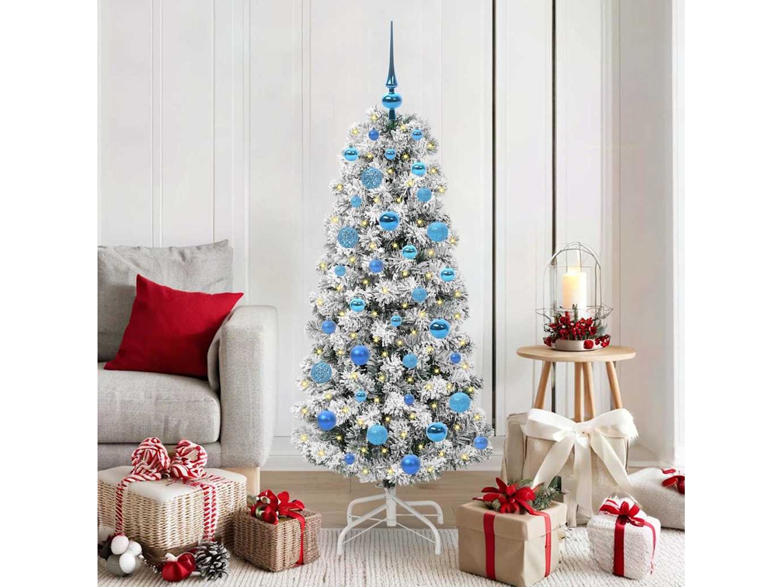 Vidaxl Árvore De Natal Articulada Artificial Verde E Branco 150 Cm