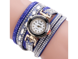 Relógio Analógico Feminino de Pulseira com Quartzo e Pedras de Circonio em Cor Azul