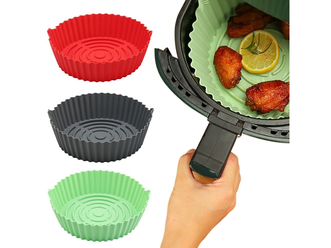 Panela De Silicone Mordely Para Fritadeira A Ar, Reutilizável, Acessórios Para Fritadeira A Ar, Vermelha, 22 Cm