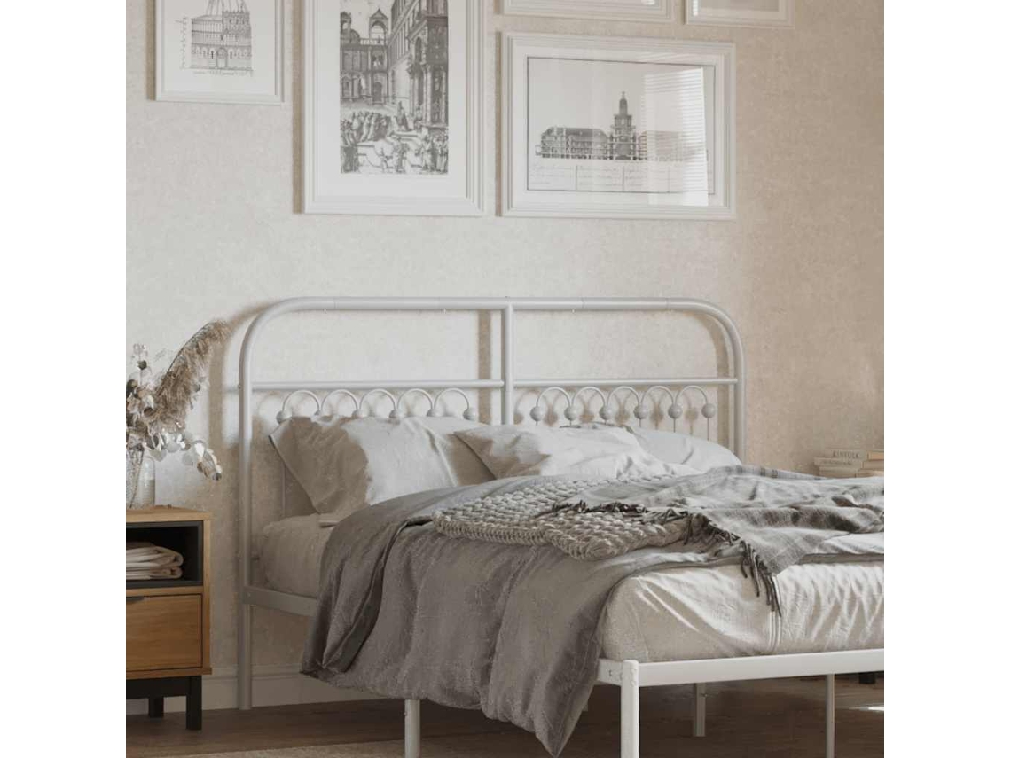 Vidaxl Cabeceira De Substituição 135 Cm Metal Branco