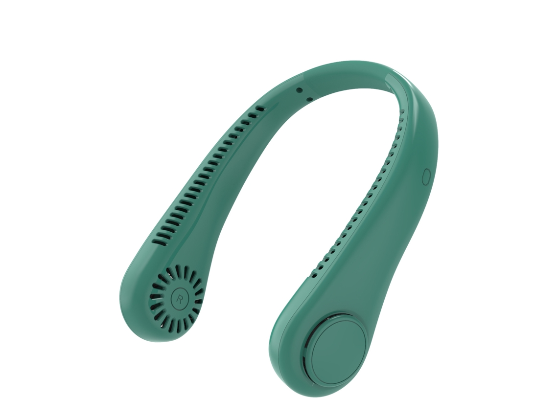 Ventilador de Pescoço MDUG recarregável, USB, silencioso, visor LCD, 3 velocidades, bateria de 1800 mAh (verde)